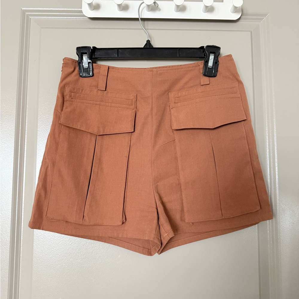 Nasty Gal Tan Cargo Shorts High-Waisted Modern